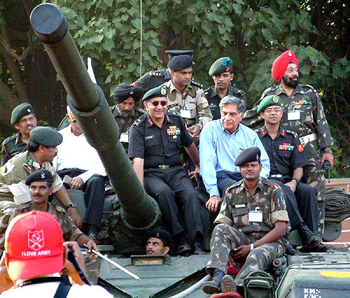 Ratan Tata at Know Your Army exhibition at Shivaji Park in Mumbai.