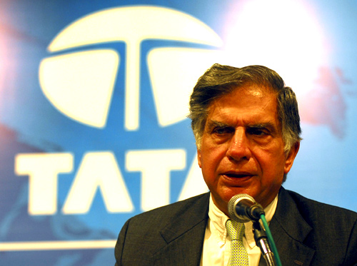 Ratan Tata addresses AGM of Tata Steel in Mumbai.