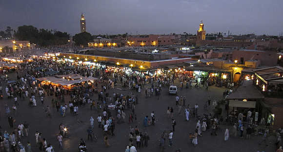 A view of Djemaa El Fna Square in Marrakesh.