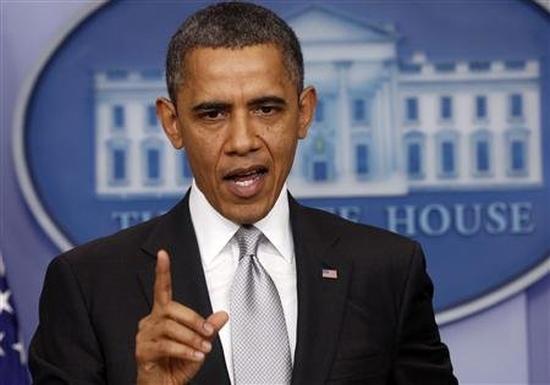 US President Barack Obama speaks about the fiscal cliff to members of the media in the White House Briefing Room