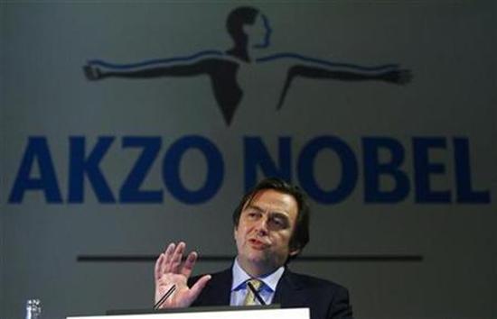 Hans Weijers, chief executive of Akzo Nobel, speaks during the presentation in Amsterdam.