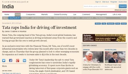 Snapshot of the The Financial Times' story