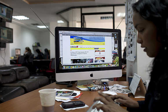 A journalist works in the office of the news site Noticias24.com in Caracas, Venezuela. Photo is for representation purpose only.
