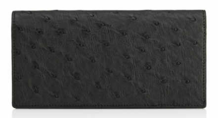 Black Ostrich Leather Coat Wallet.