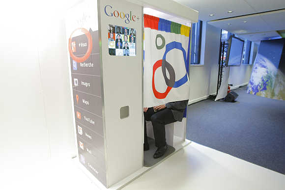 A photobooth at Google France headquarters in Paris.