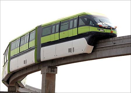 Monorail trial run at Pratiksha Nagar, Sion in Mumbai.