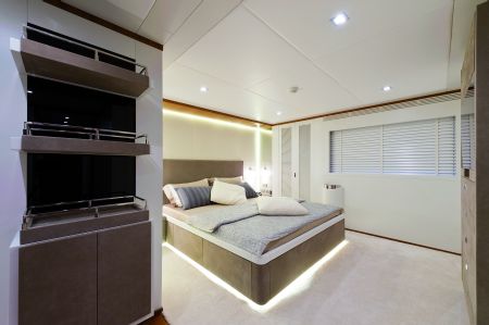 The superyacht is capable of accommodating 16 guests and six crew members.