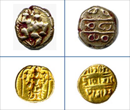 Coins of the Vijayanagar Empire.