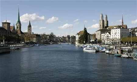 (Swiss city of Zurich and the Limmat River