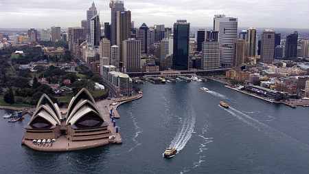 A view of Sydney Harbour and the Opera House.