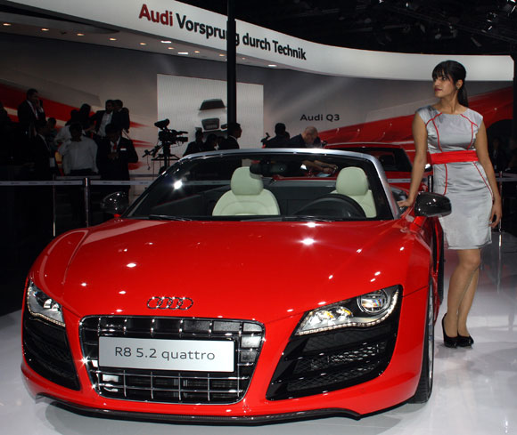 Bollywood star Katrina Kaif unveiling the Audi R8 5.2 Quattro.