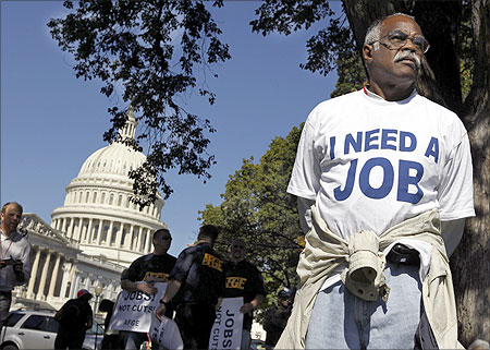 Mervin Sealy from Hickory, North Carolina, takes part in a protest rally outside the Capitol Building in Washington.