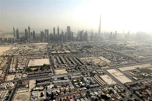 skyline of the Sheikh Zayed highway.