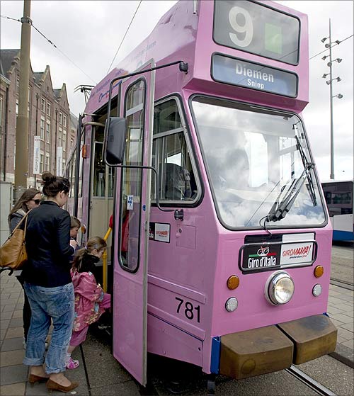 A tram in Amsterdam.