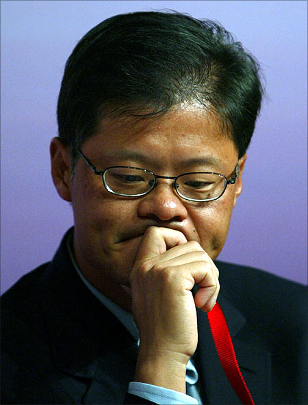Yahoo founder Jerry Yang attends the Chinese Americans in the World Leadership Forum at Tsinghua University in Beijing.