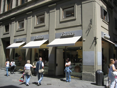 Bata outlet in Florence, Italy.