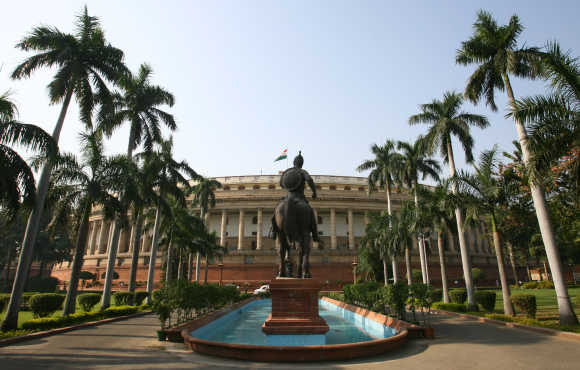A view of the Parliament building in New Delhi.