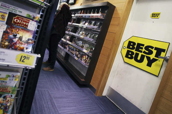 The inside of a Best Buy store is seen in New York.