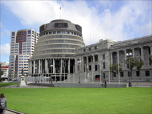 Bowen House, the Beehive and Parliament, New Zealand