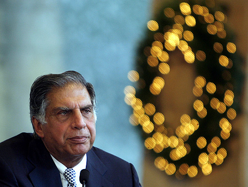 Ratan Tata speaks during the re-opening of the group's Taj Mahal hotel in Mumbai.