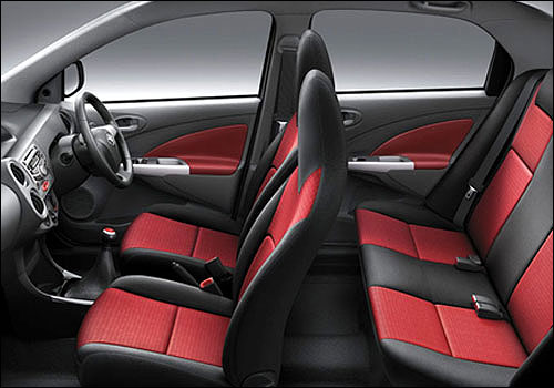 Interior of Toyota Etios sedan.
