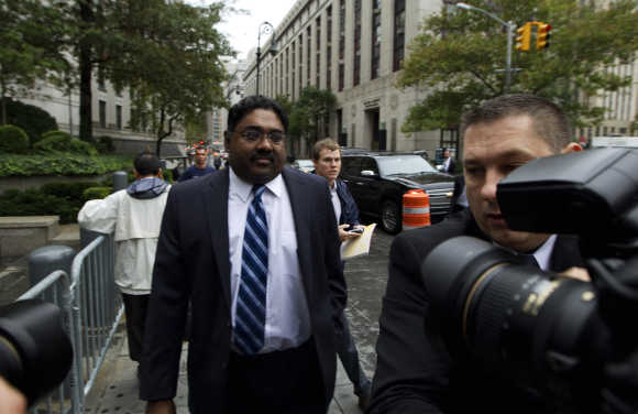 Raj Rajaratnam arrives at Manhattan Federal Court in New York, a file photo.
