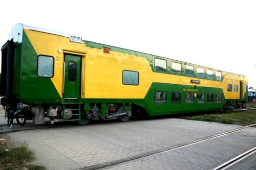Air conditioned double-decker train.