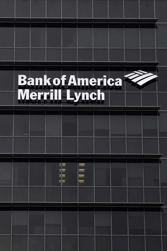 A Bank of America Merrill Lynch sign is seen on a building that houses its offices in Singapore.