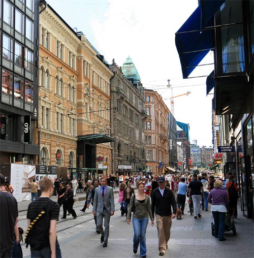 Aleksanterinkatu, a commercial street in Helsinki.