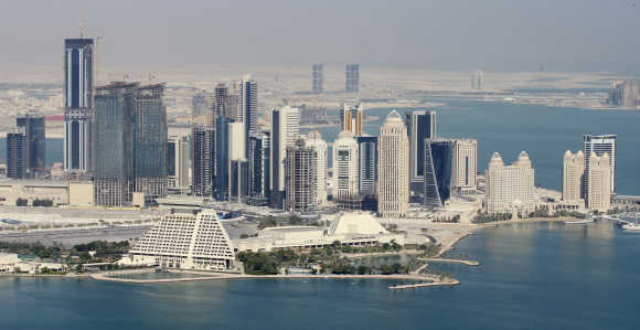 An aerial view of Doha skyline.