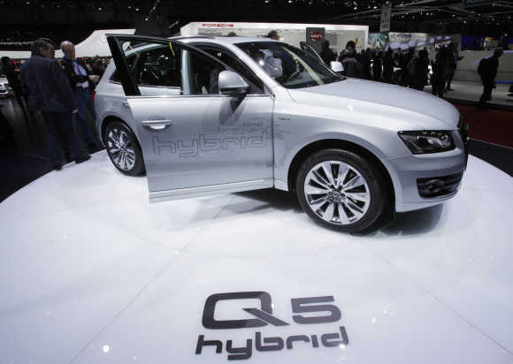 Audi Q5 Hybrid car is pictured in Geneva.