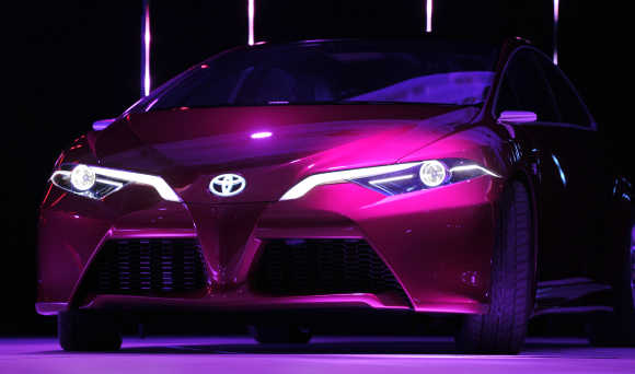 The Toyota NS4 plug-in hybrid concept car is unveiled in Detroit.