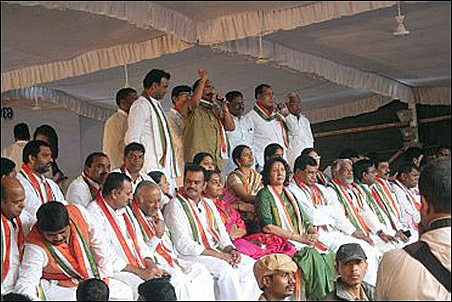 Telangana leaders during a hunger strike in Hyderabad.