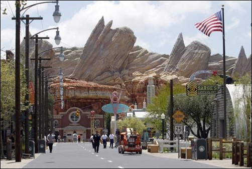 Expanded Disneyland California Adventure Park features a new attraction in Cars Land called Radiator Springs to the park in Anaheim, California.