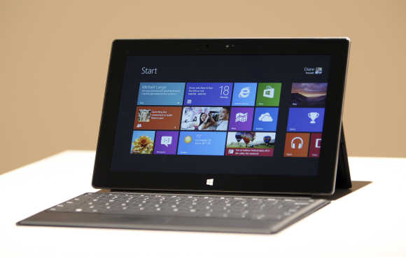 The Surface tablet computer by Microsoft is displayed in Los Angeles, California.