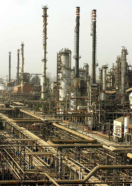 A view of Bharat Petroleum Corporation Ltd refinery is seen in Mumbai.