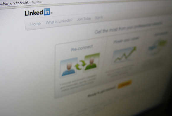 A page from the LinkedIn website is seen in Singapore.