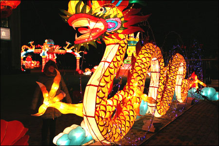 Lanterns decorated in the street to greet the Lantern Festival on February 5, 2012 in Taizhou, Jiangsu Province of China.