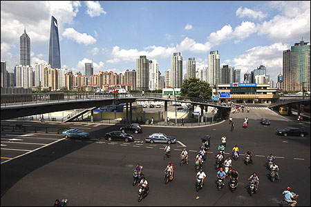 A view of the centre of Shanghai, near the Pudong Lujiazui financial area.