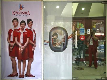 An employee in the Kingfisher Airlines office in New Delhi.