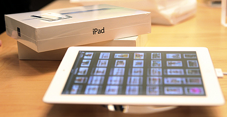 The new iPad is seen at the Apple flagship retail store in San Francisco, California.