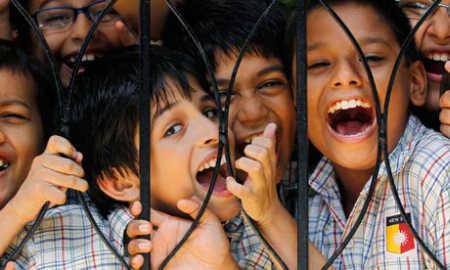 A bunch of happy school students 