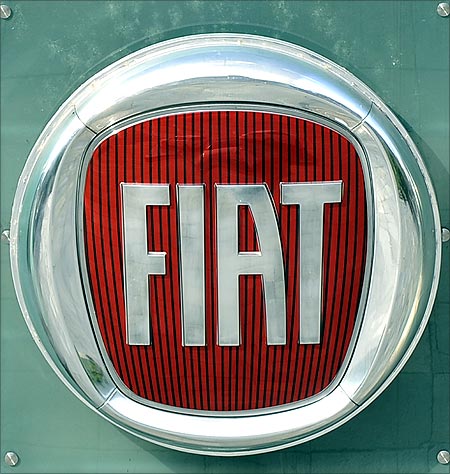 Fiat's logo is seen at Fiat Mirafiori car factory main entrance in Turin.