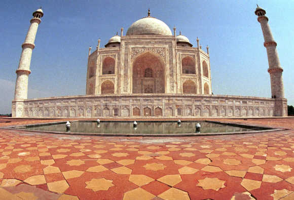 A view of Taj Mahal in Agra.