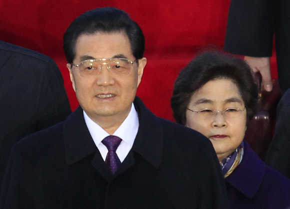 China's President Hu Jintao with his wife.