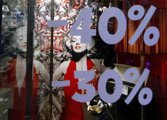 A mannequin of late US actress Marilyn Monroe is seen in a shop window Nice, France.