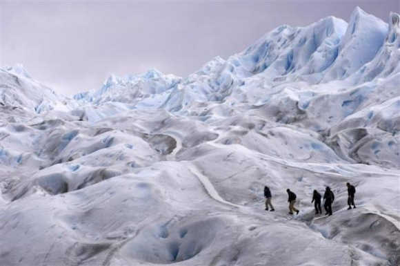 Climbers trek on Argentina's Perito Moreno glacier near the city of El Calafate, in the Patagonian province of Santa Cruz, Argentina.