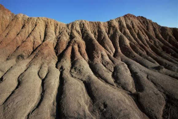 A rock sand formation is seen in the El Cuzco region of the Tatacoa Desert in southwest Colombia.