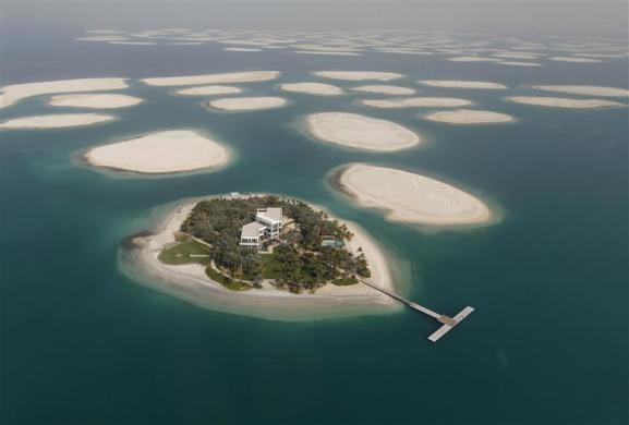 A development is seen on one of the islands of The World Islands project in Dubai.