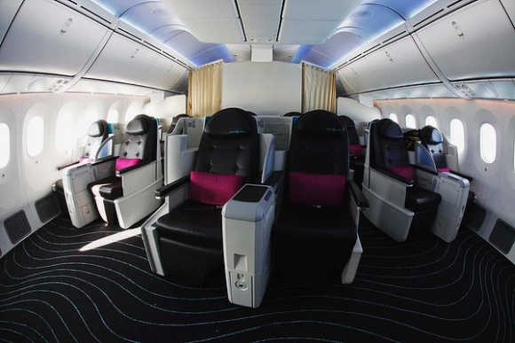 A view of the business-class cabin.